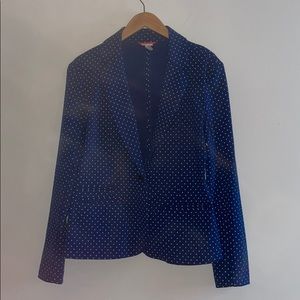 Dark royal blue blazer w/ small white polka dots